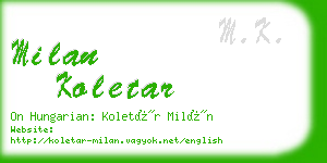 milan koletar business card